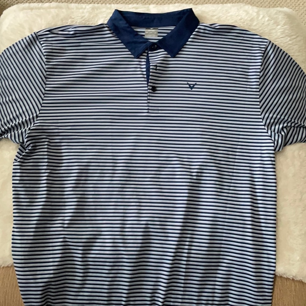 Men’s Callaway Navy striped Golf Polo size XXL